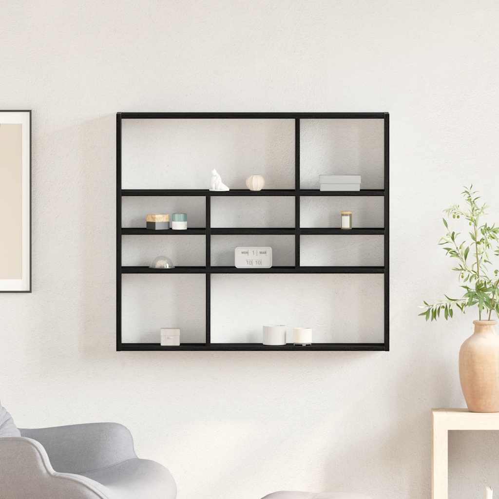 Wall Shelf Black Oak 90x16x78 cm Engineered Wood