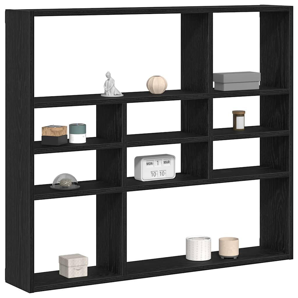 Wall Shelf Black Oak 90x16x78 cm Engineered Wood