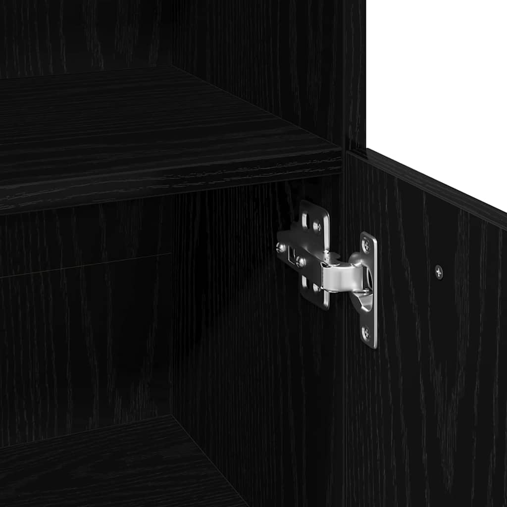Bathroom Cabinet Black Oak 30 x 30 x 95 cm Engineered Wood