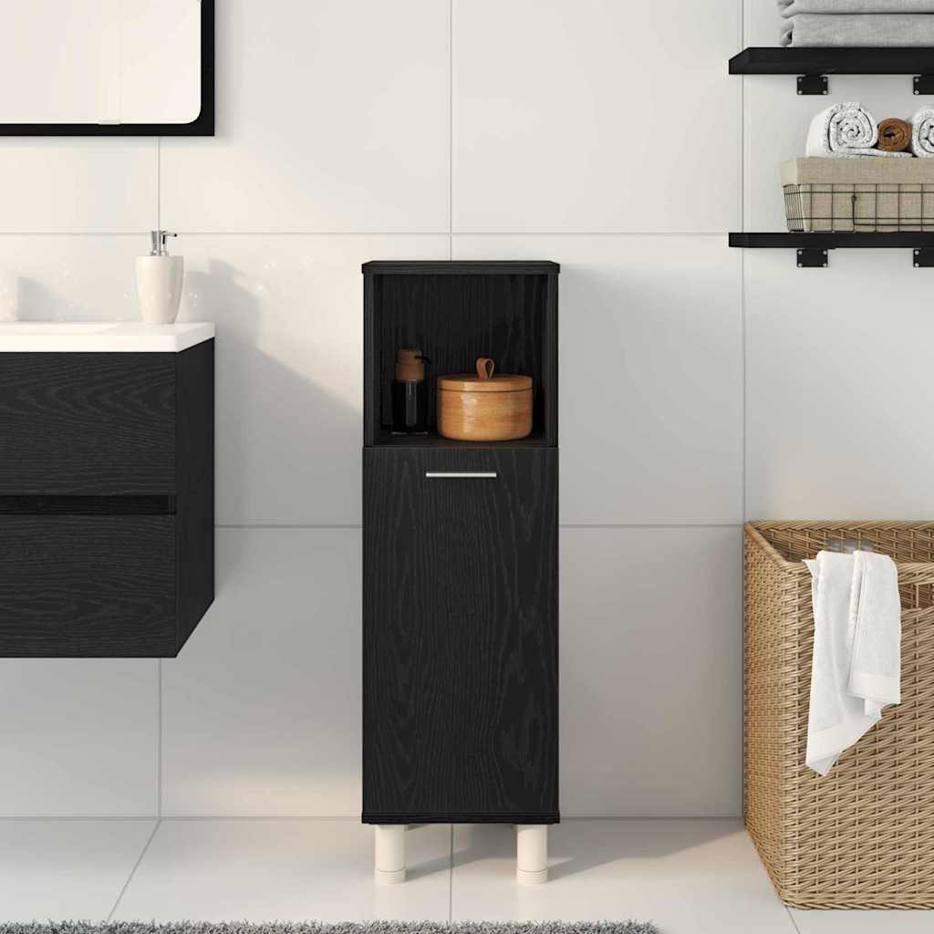Bathroom Cabinet Black Oak 30 x 30 x 95 cm Engineered Wood