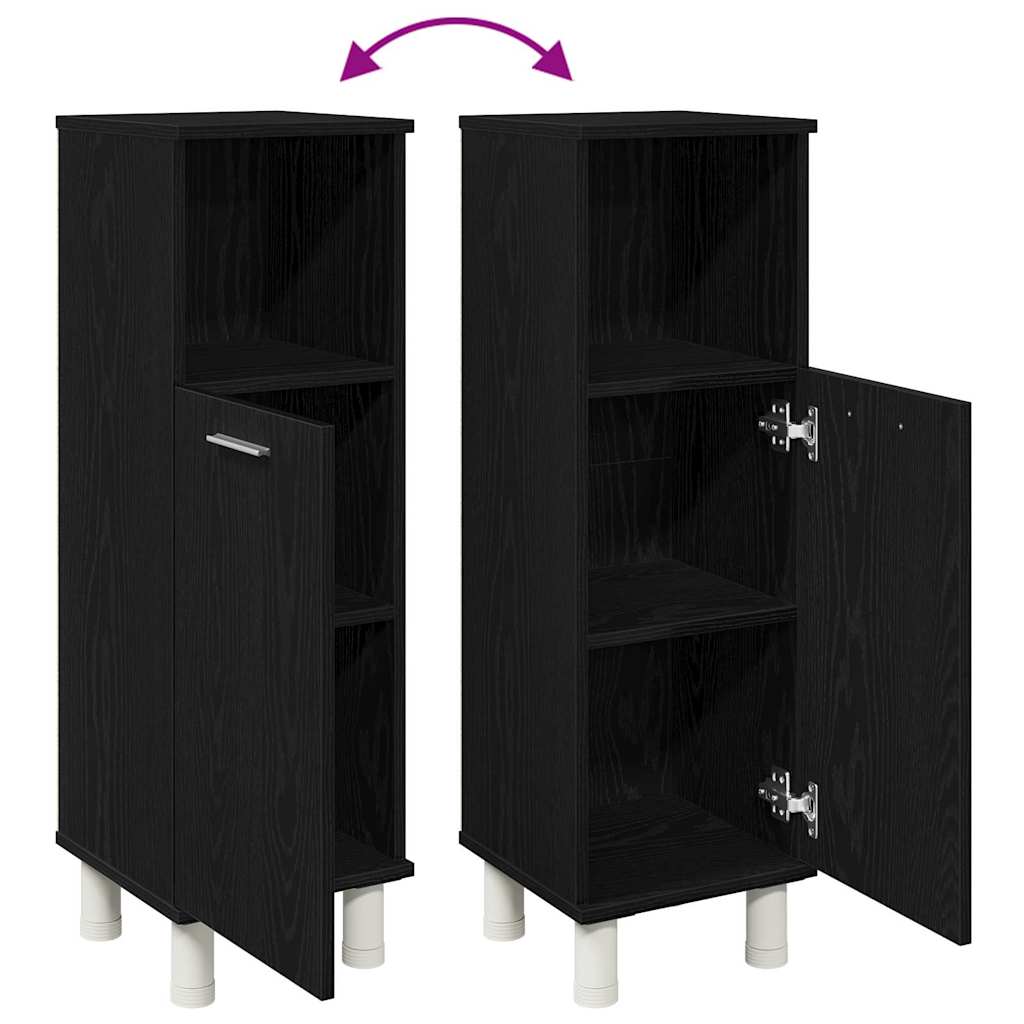 Bathroom Cabinet Black Oak 30 x 30 x 95 cm Engineered Wood
