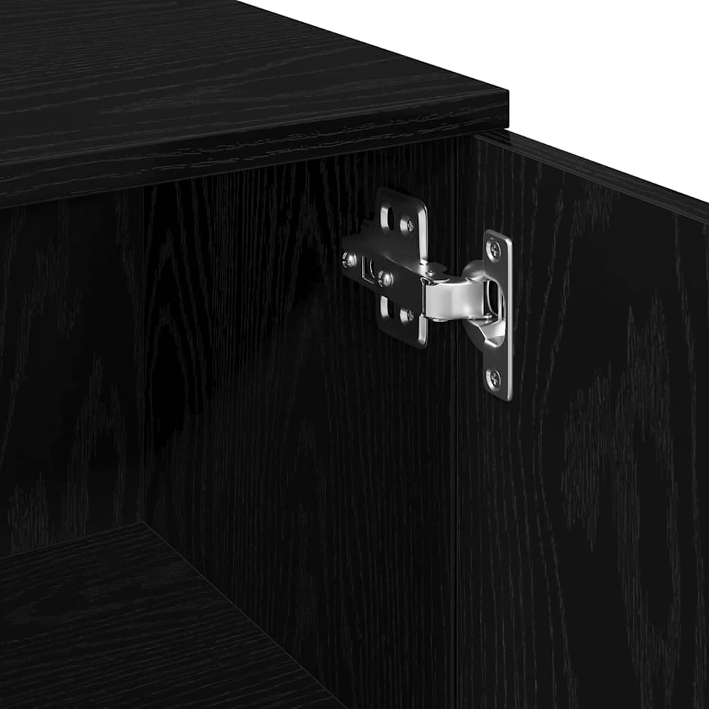 Bathroom Cabinet Black Oak 30 x 30 x 179 cm Engineered Wood