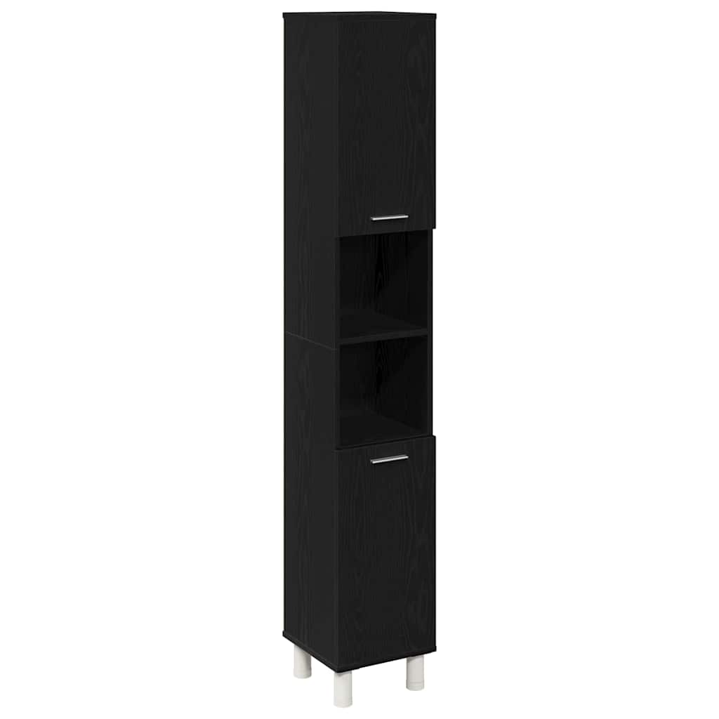 Bathroom Cabinet Black Oak 30 x 30 x 179 cm Engineered Wood