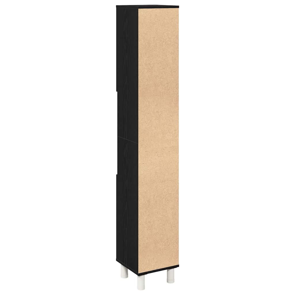 Bathroom Cabinet Black Oak 30 x 30 x 179 cm Engineered Wood