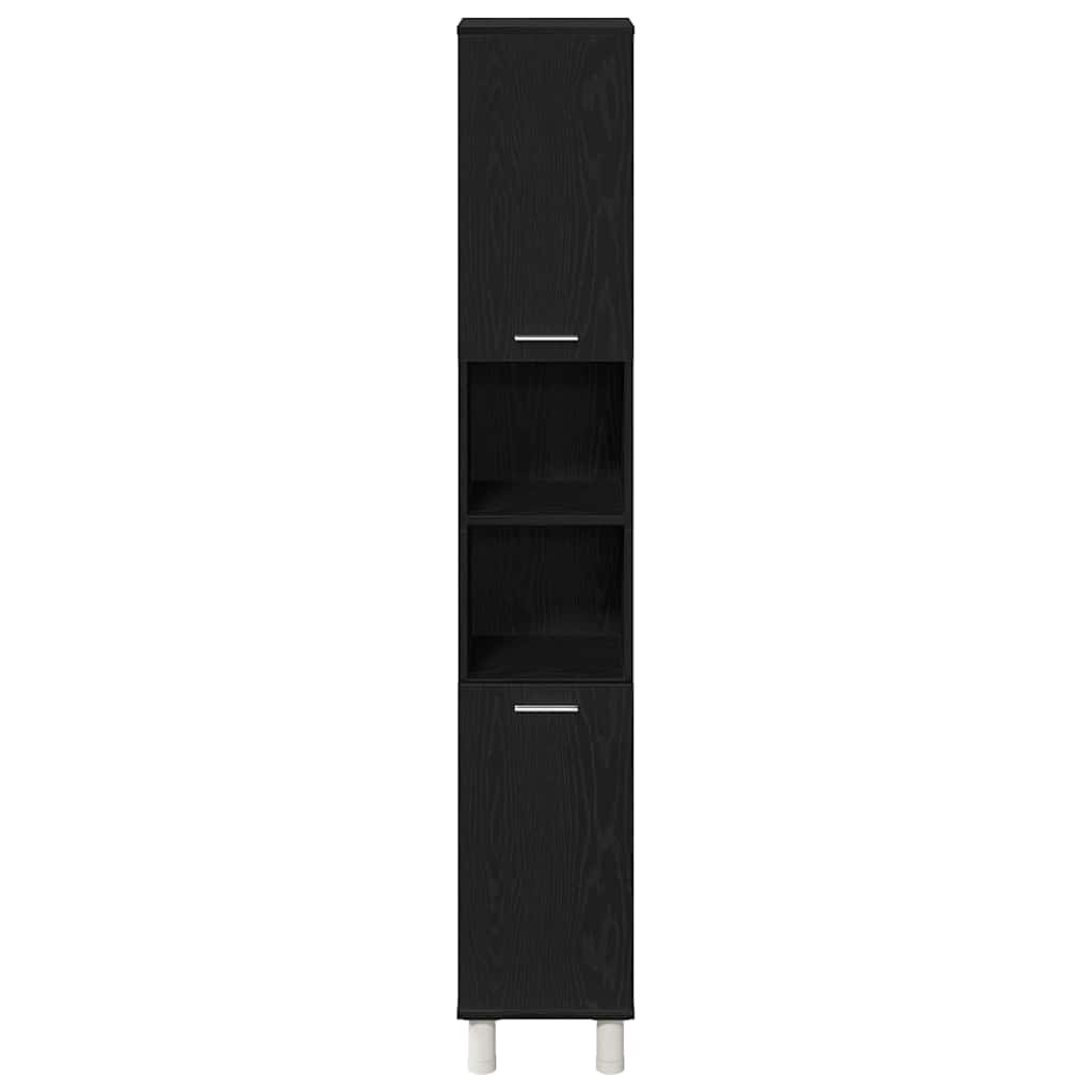 Bathroom Cabinet Black Oak 30 x 30 x 179 cm Engineered Wood