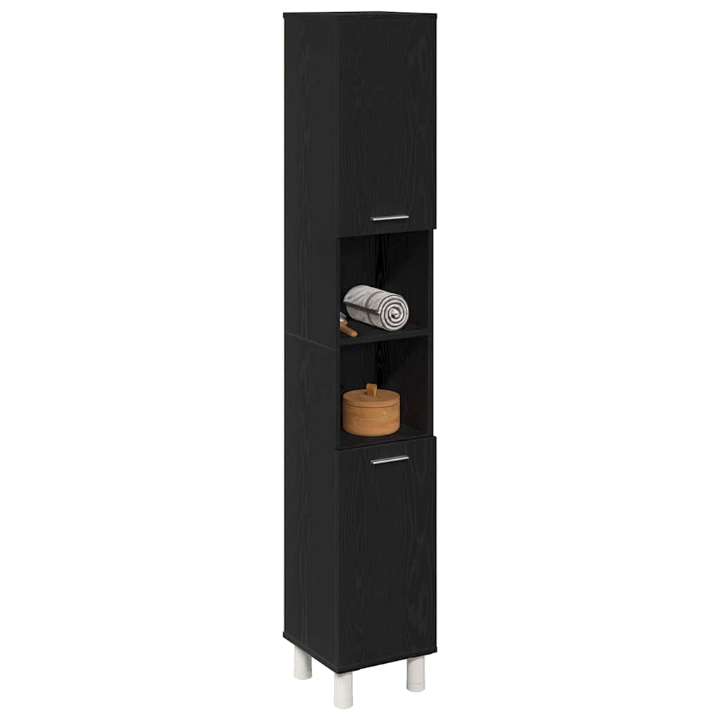 Bathroom Cabinet Black Oak 30 x 30 x 179 cm Engineered Wood