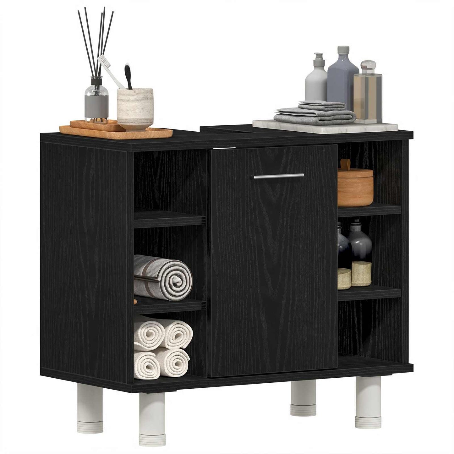 Bathroom Cabinet Black Oak 60 x 32 x 54 cm Engineered Wood