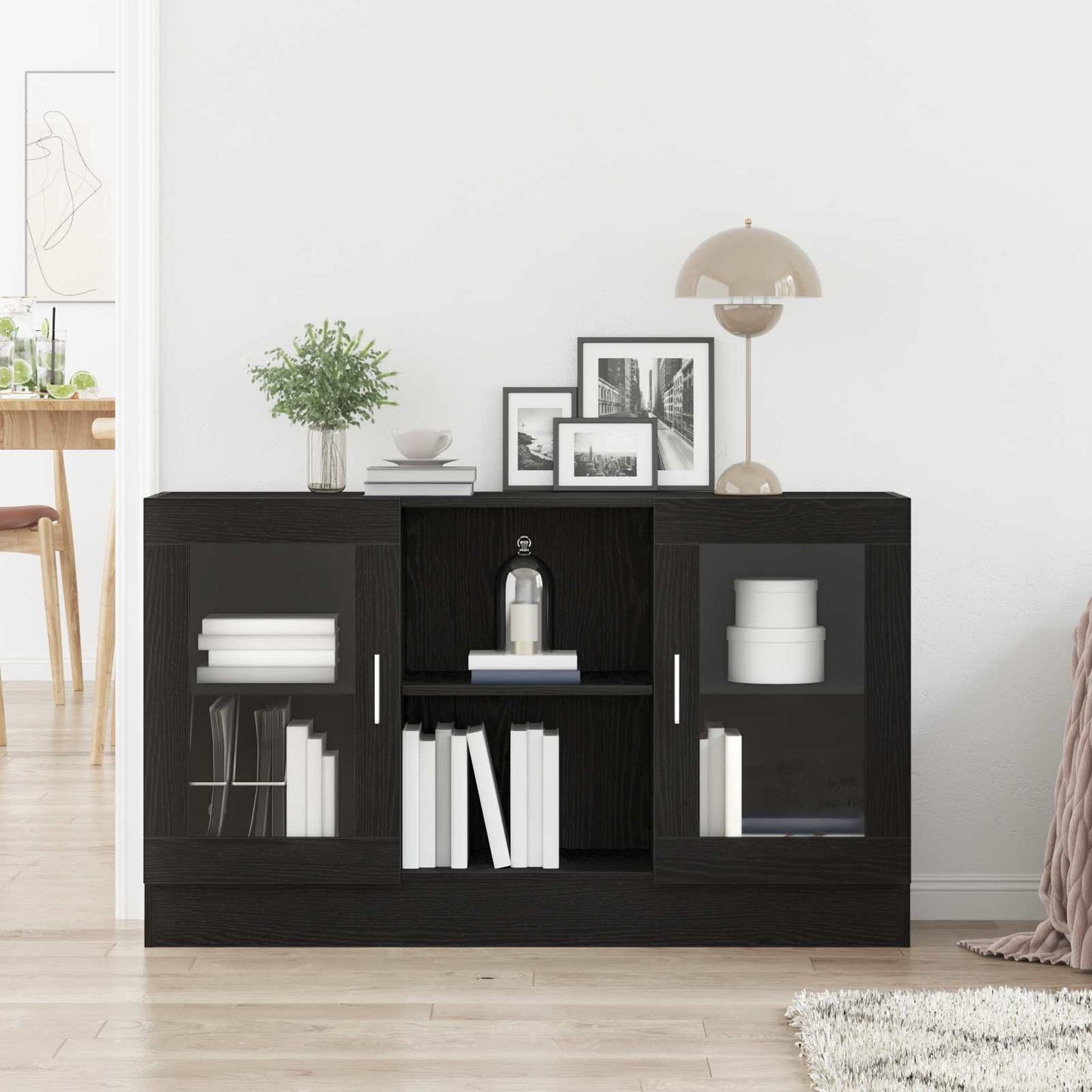 Sideboard Black Oak 120 x 30.5 x 70 cm Engineered Wood