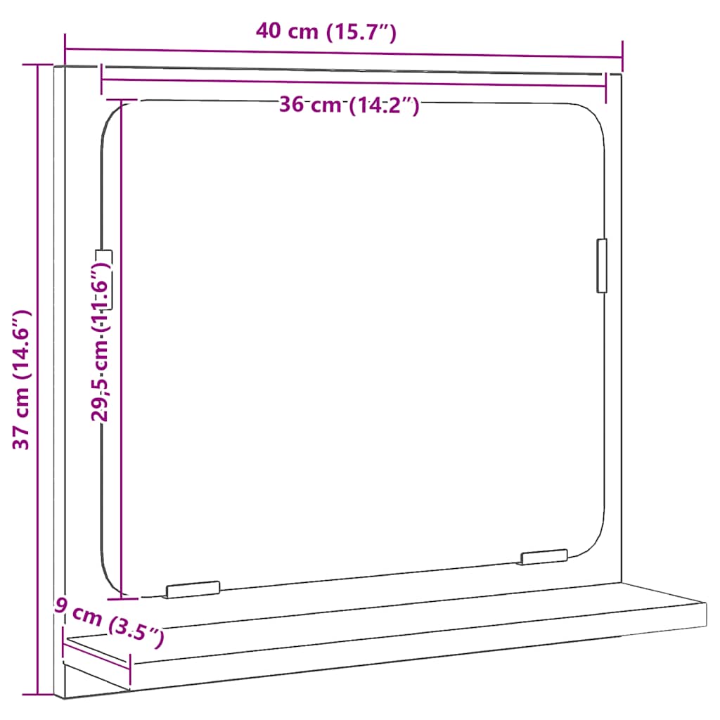 Bathroom Mirror Black Oak 40x10,5x37 cm Engineered Wood