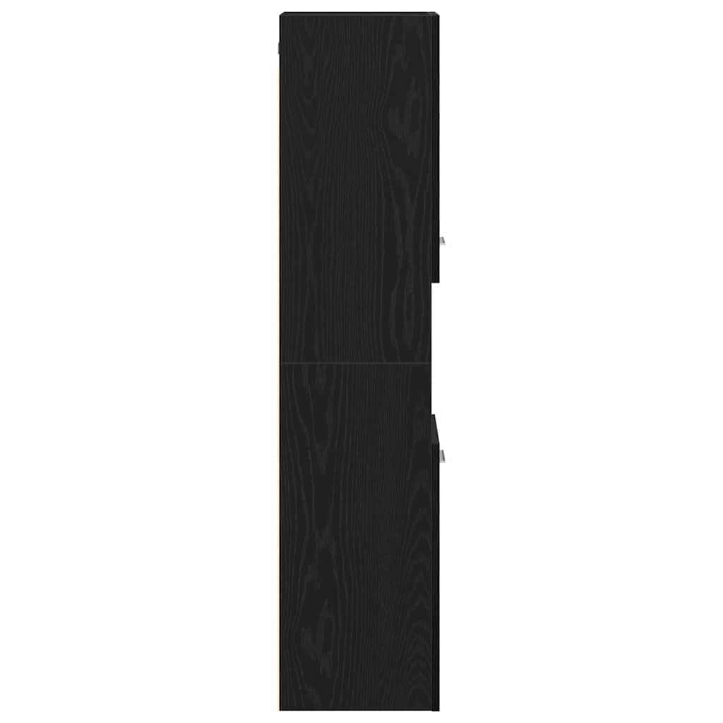Bathroom Cabinet Black Oak 30 x 30 x 130 cm Engineered Wood