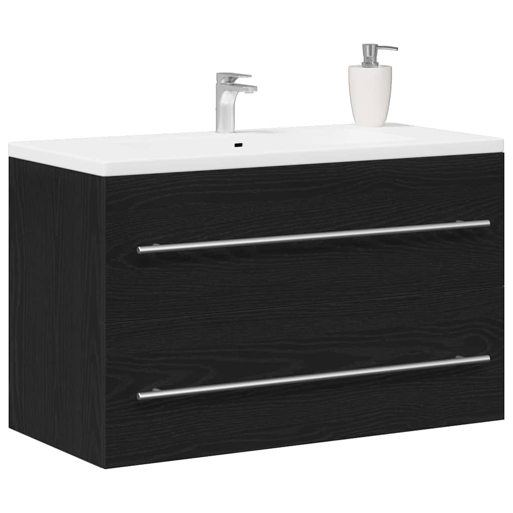 Sink Cabinet Black Oak 80x38,5x48 cm Engineered Wood