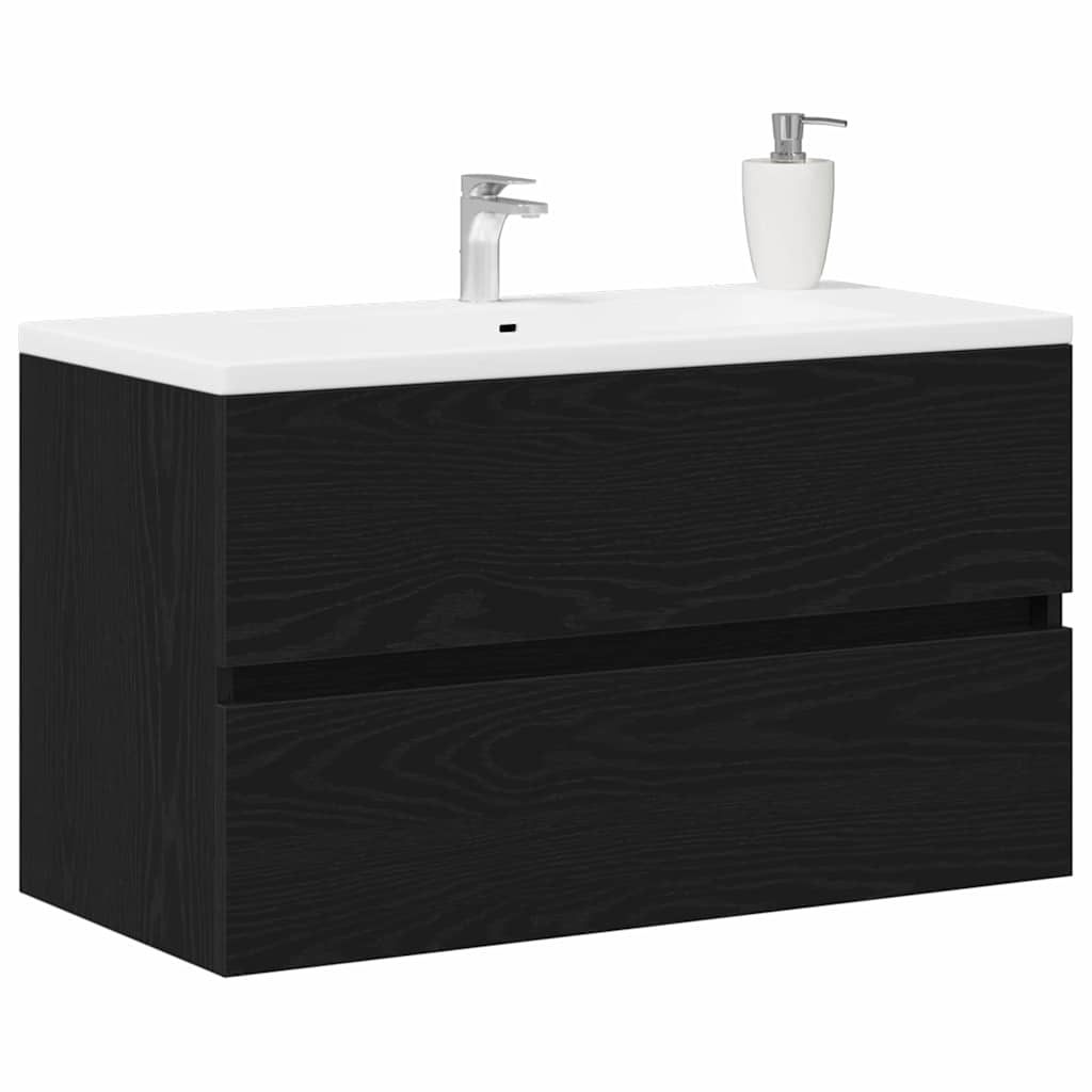 Sink Cabinet Black Oak 80x38,5x45 cm Engineered Wood