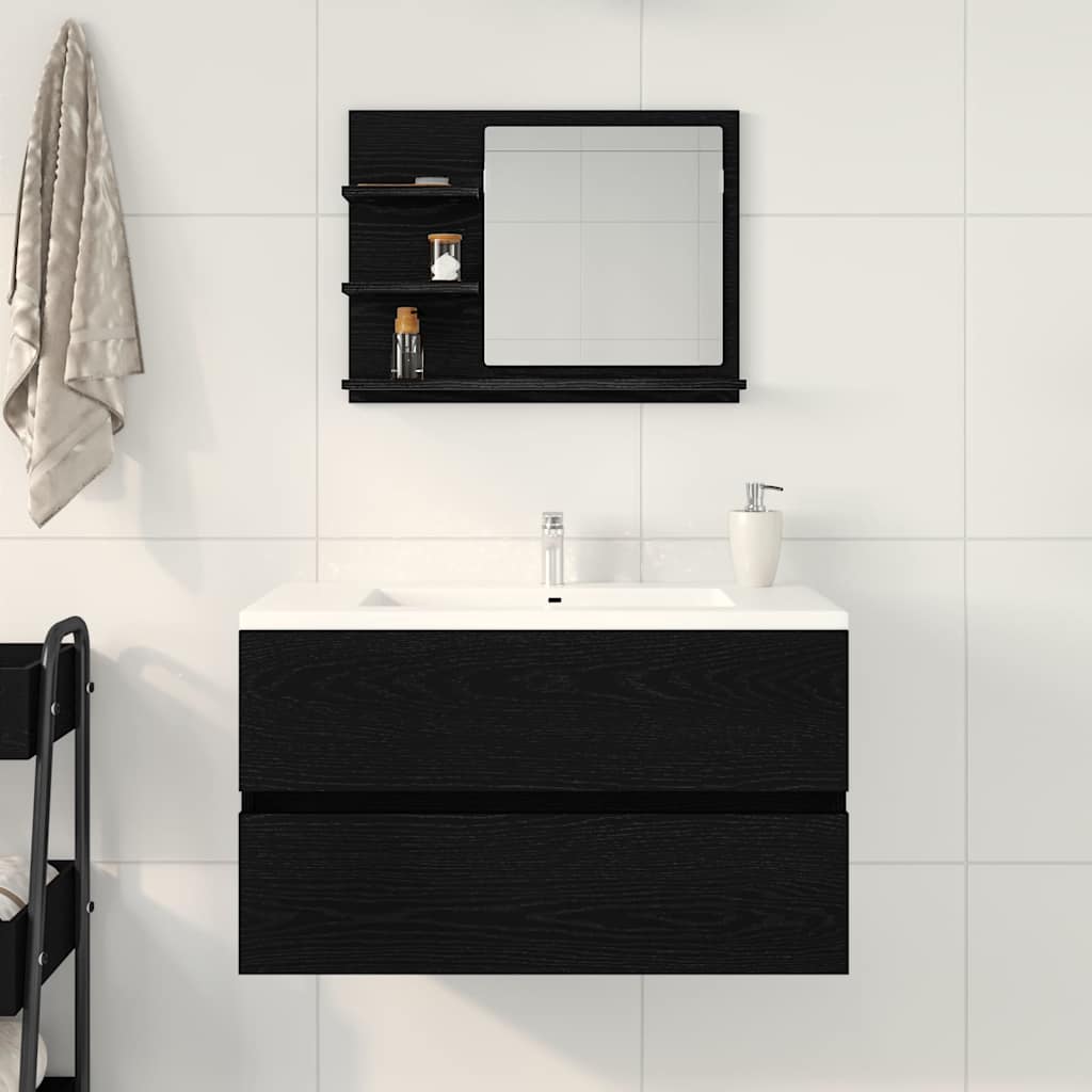 Bathroom Mirror Black Oak 60x10,5x45 cm Engineered Wood