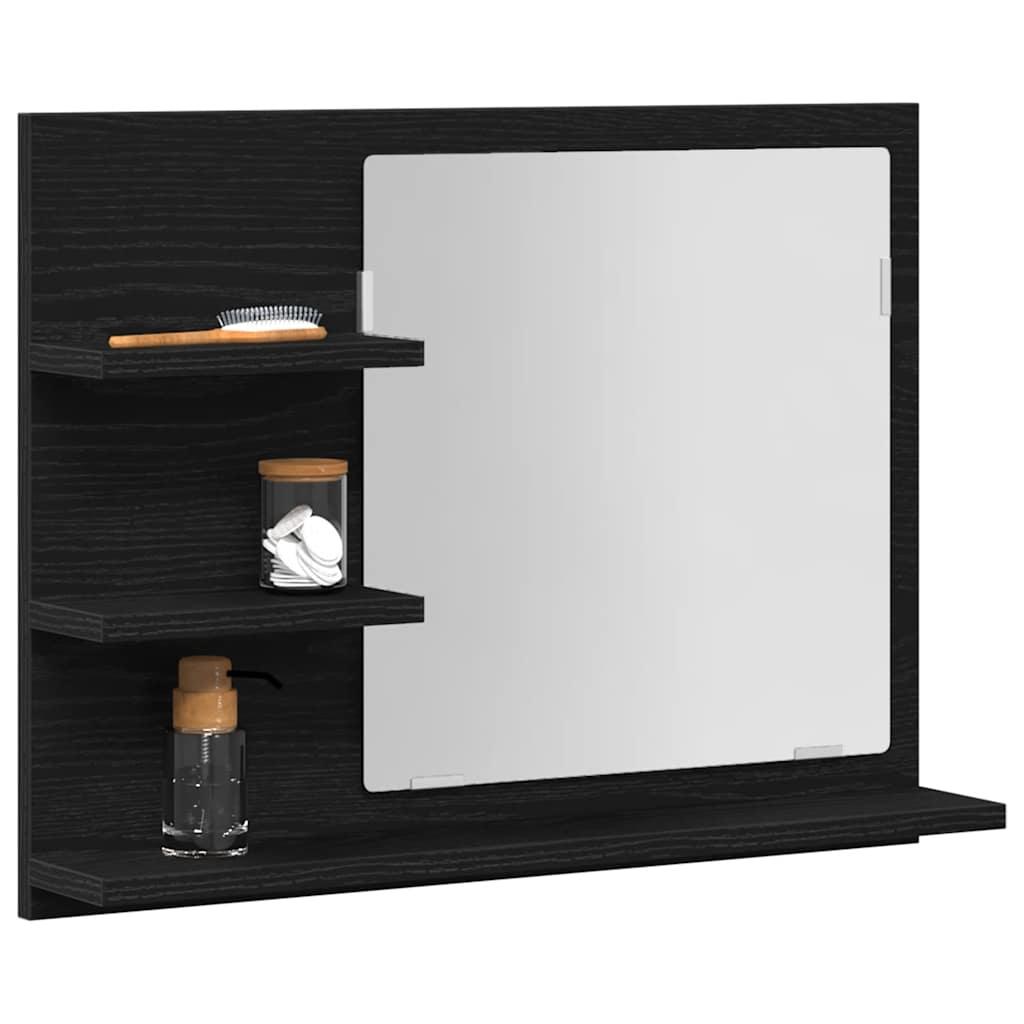 Bathroom Mirror Black Oak 60x10,5x45 cm Engineered Wood