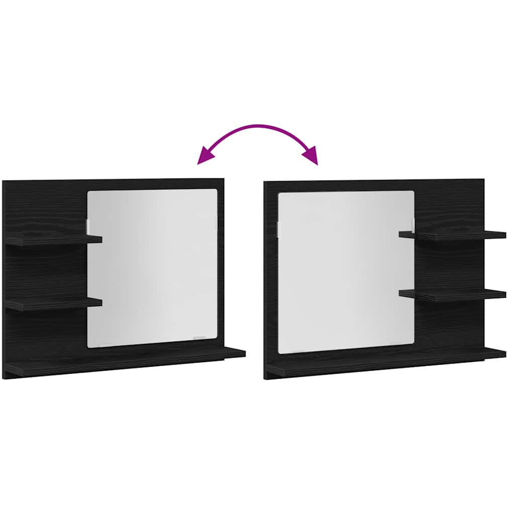 Bathroom Mirror Black Oak 60x10,5x45 cm Engineered Wood