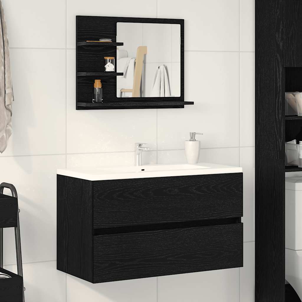 Bathroom Mirror Black Oak 60x10,5x45 cm Engineered Wood