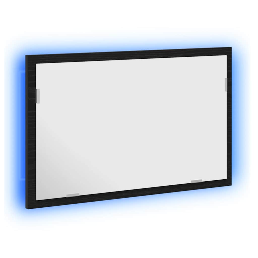 Bathroom Mirror with LED Lights Black Oak 60x8.5x37 cm