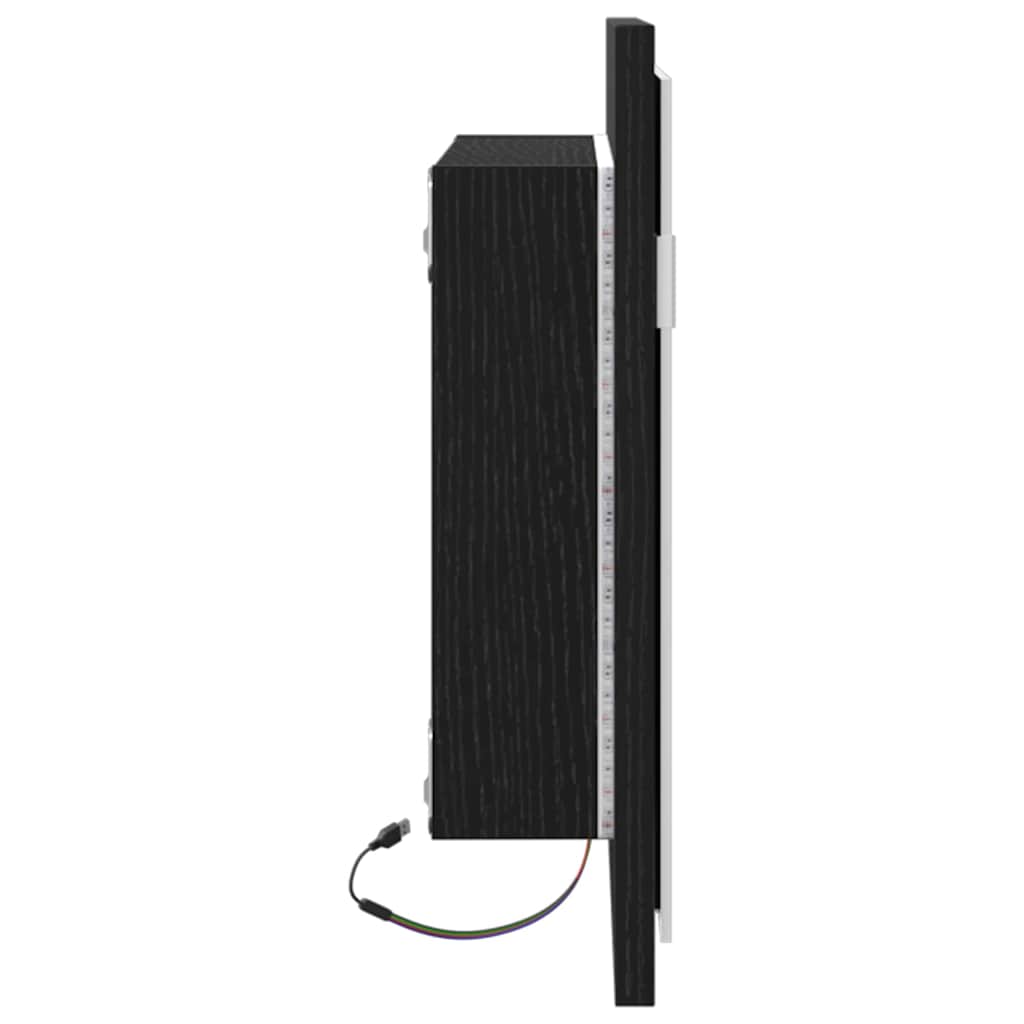 Bathroom Mirror with LED Lights Black Oak 60x8.5x37 cm