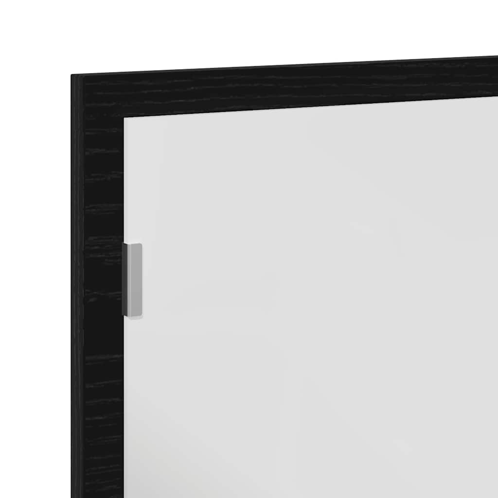 Bathroom Mirror with LED Lights Black Oak 60x8.5x37 cm