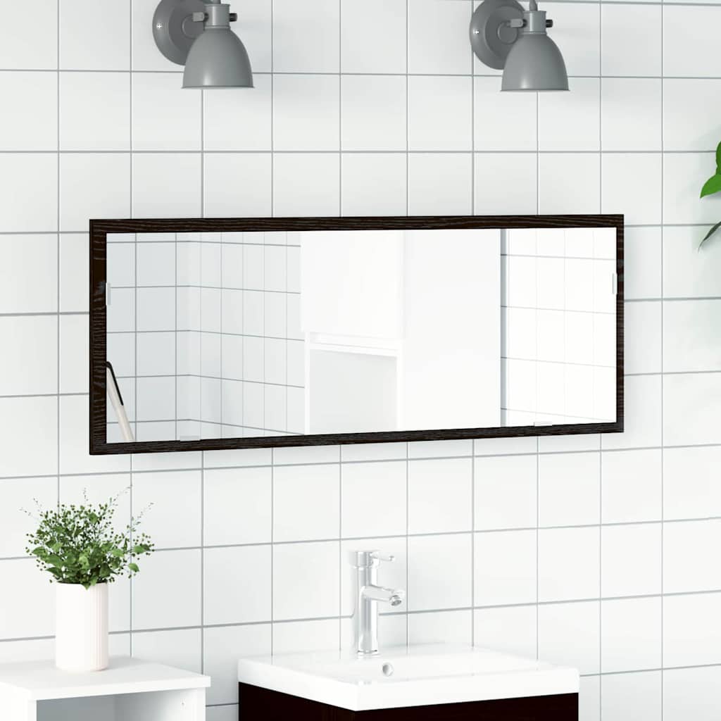 vidaXL LED Bathroom Mirror Black oak 100 x 8.5 x 37 cm Engineered Wood