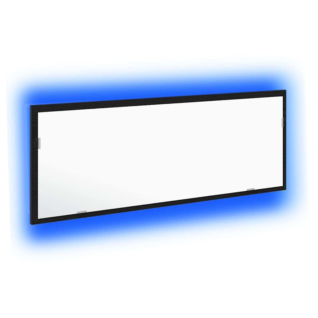 vidaXL LED Bathroom Mirror Black oak 100 x 8.5 x 37 cm Engineered Wood