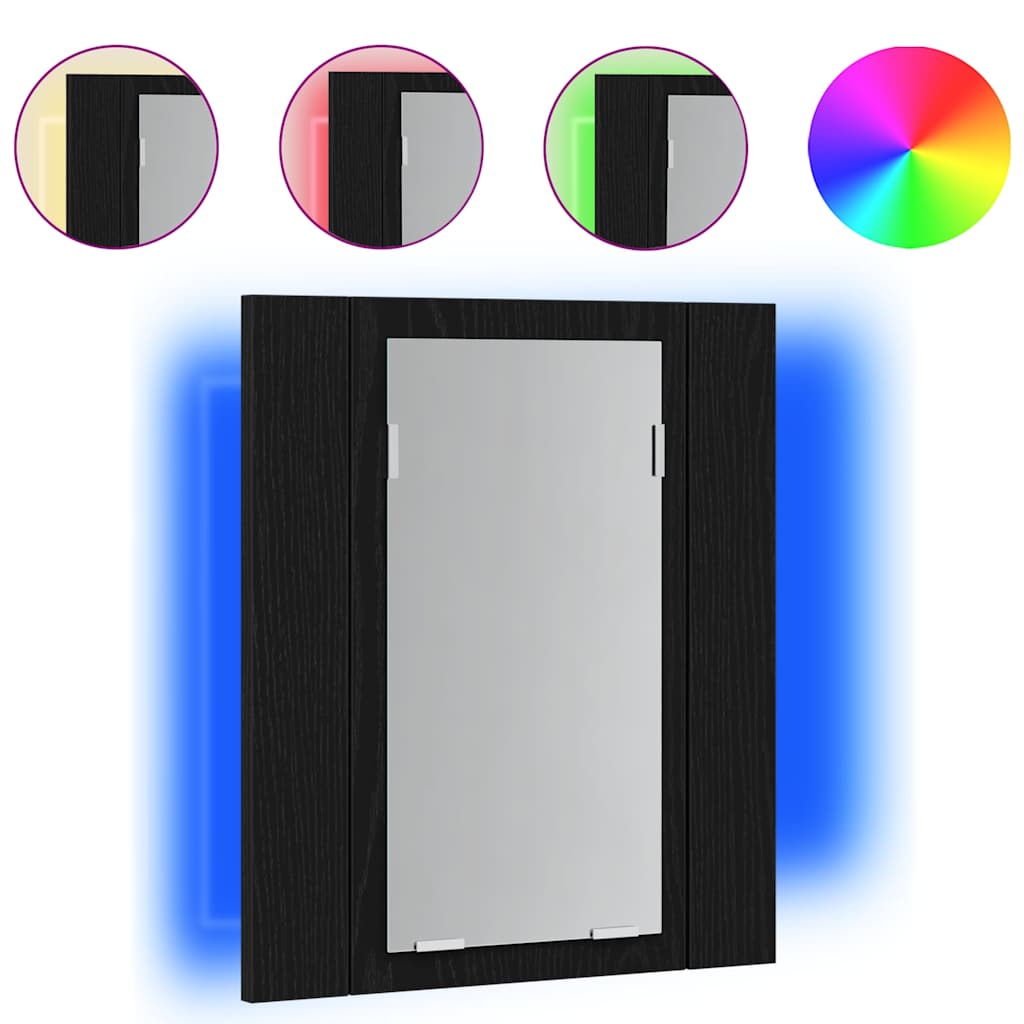 LED Bathroom Mirror Cabinet Black Oak 40x12x45 cm