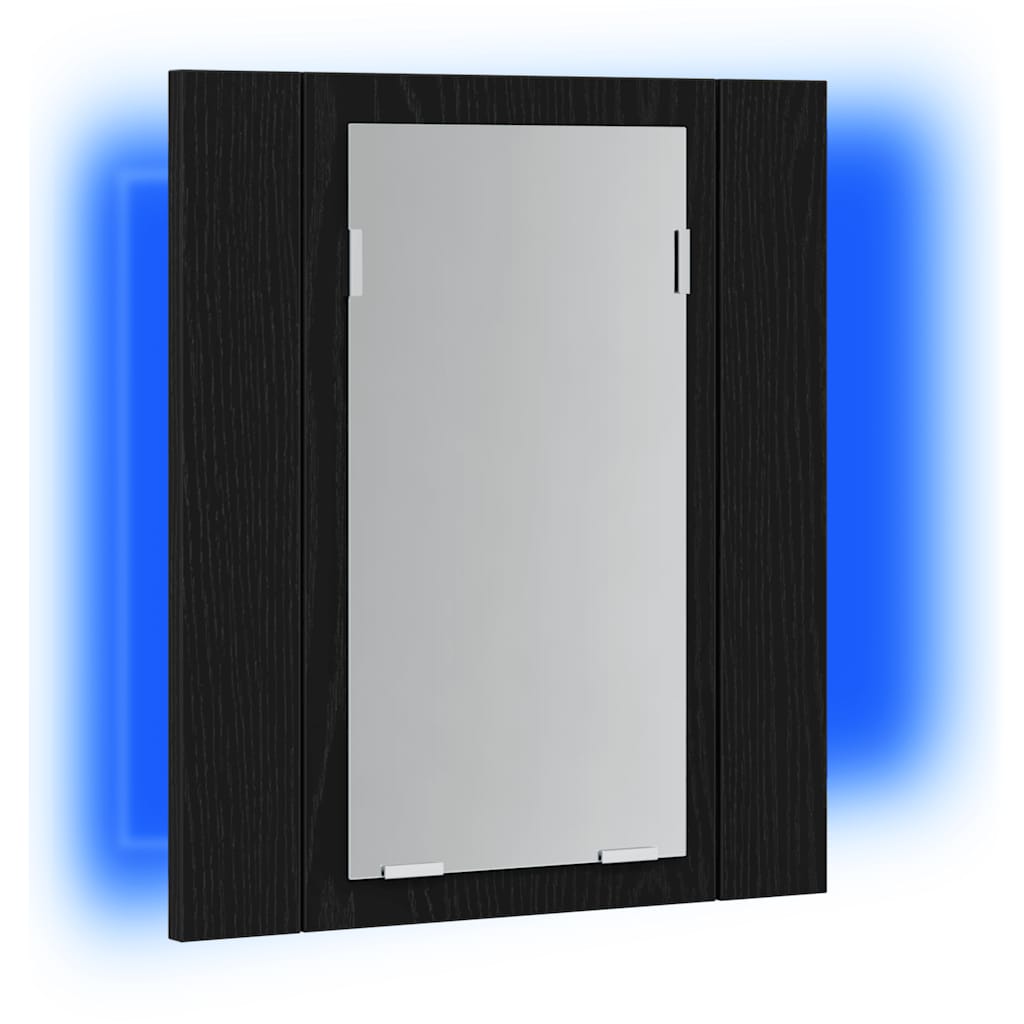 LED Bathroom Mirror Cabinet Black Oak 40x12x45 cm