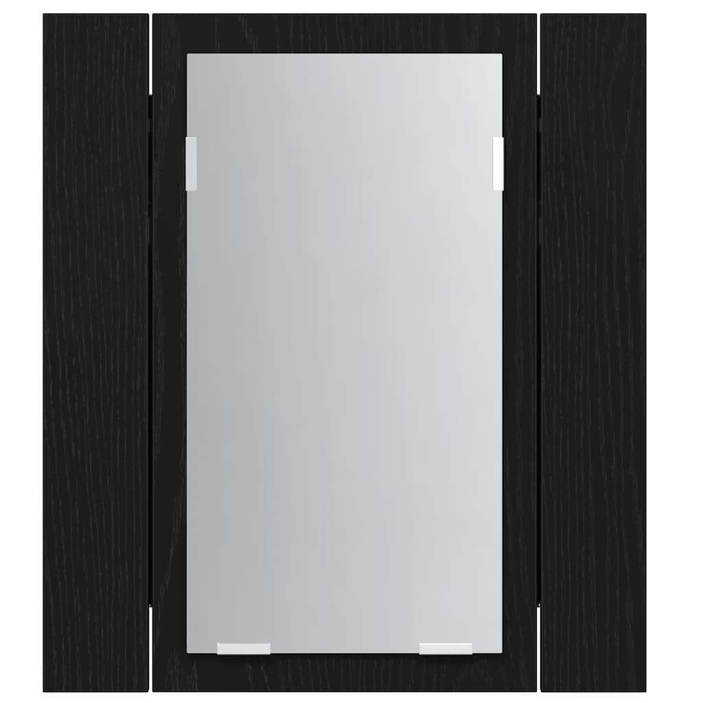 LED Bathroom Mirror Cabinet Black Oak 40x12x45 cm