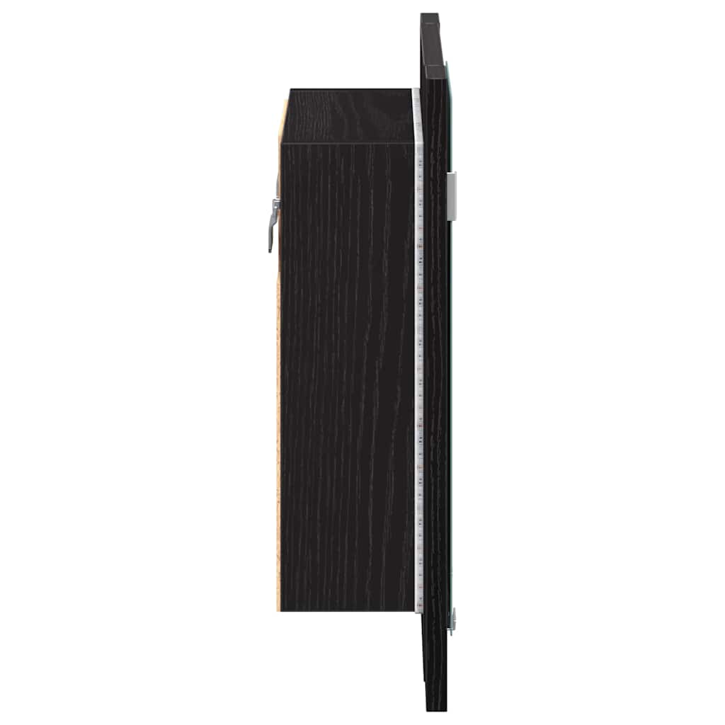 LED Bathroom Mirror Cabinet Black Oak 40x12x45 cm
