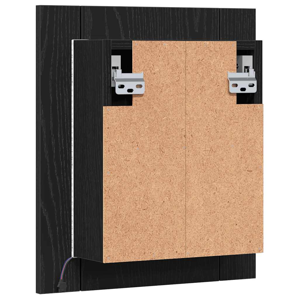 LED Bathroom Mirror Cabinet Black Oak 40x12x45 cm