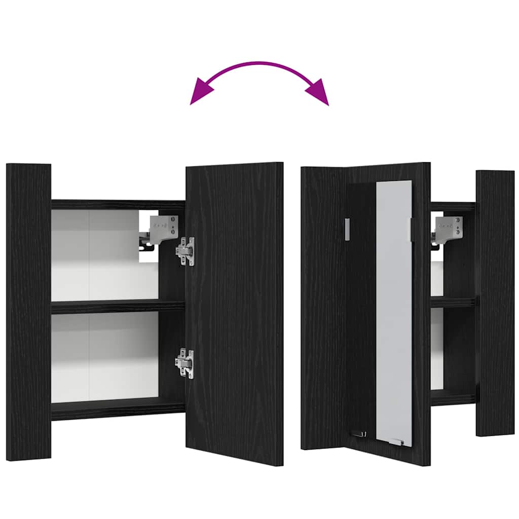 LED Bathroom Mirror Cabinet Black Oak 40x12x45 cm