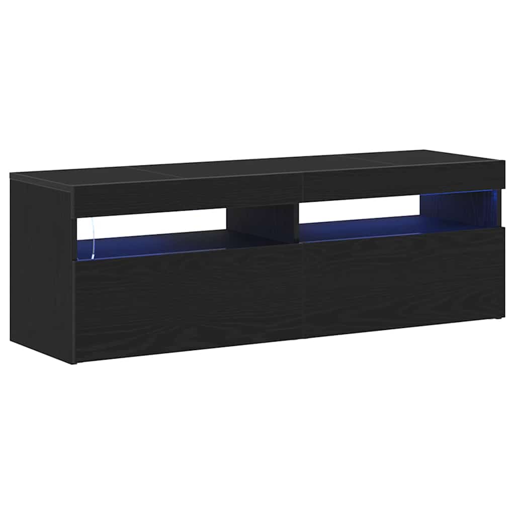 TV Cabinet with LED Black Oak 120 x 35 x 40 cm Engineered Wood