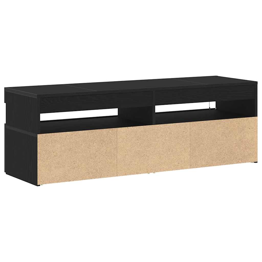 TV Cabinet with LED Black Oak 120 x 35 x 40 cm Engineered Wood