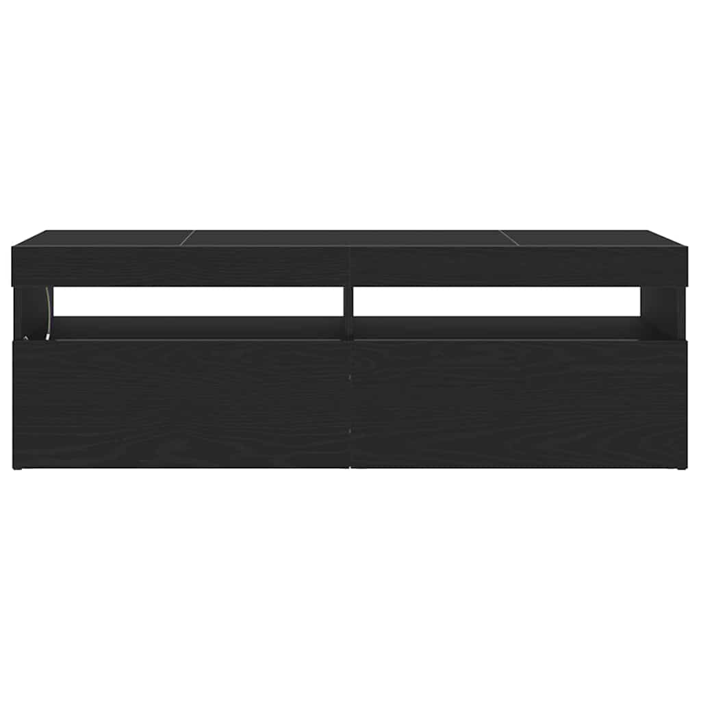 TV Cabinet with LED Black Oak 120 x 35 x 40 cm Engineered Wood