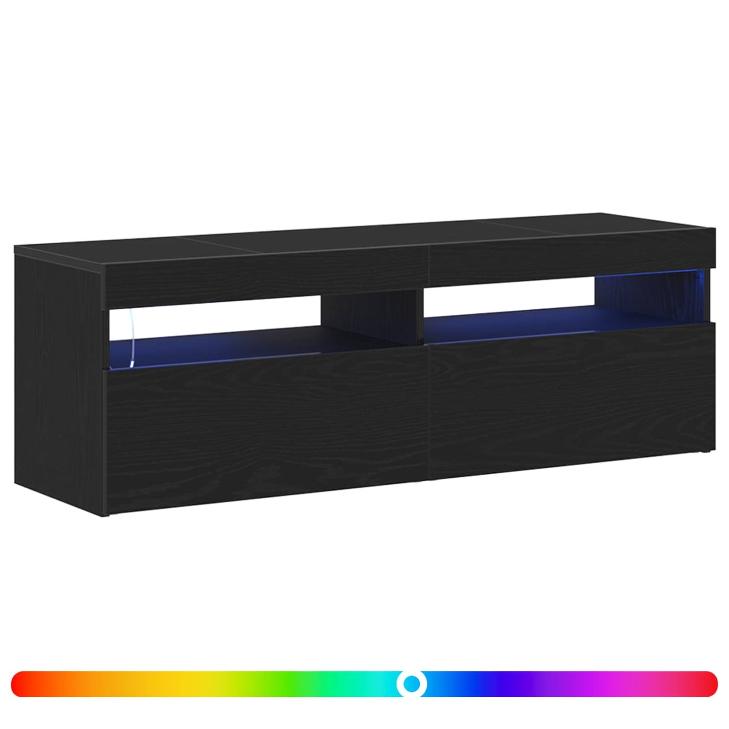 TV Cabinet with LED Black Oak 120 x 35 x 40 cm Engineered Wood