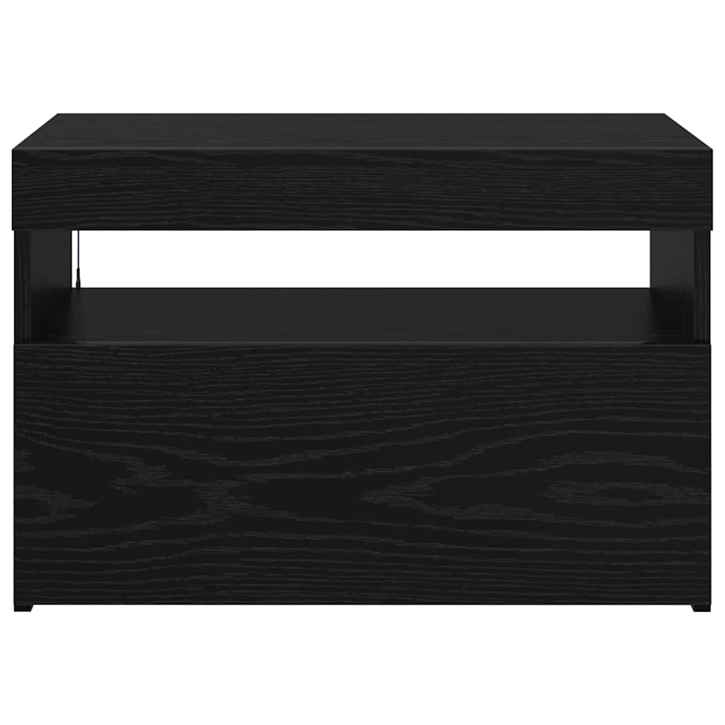 TV Cabinet with LED Black Oak 60 x 35 x 40 cm Engineered Wood
