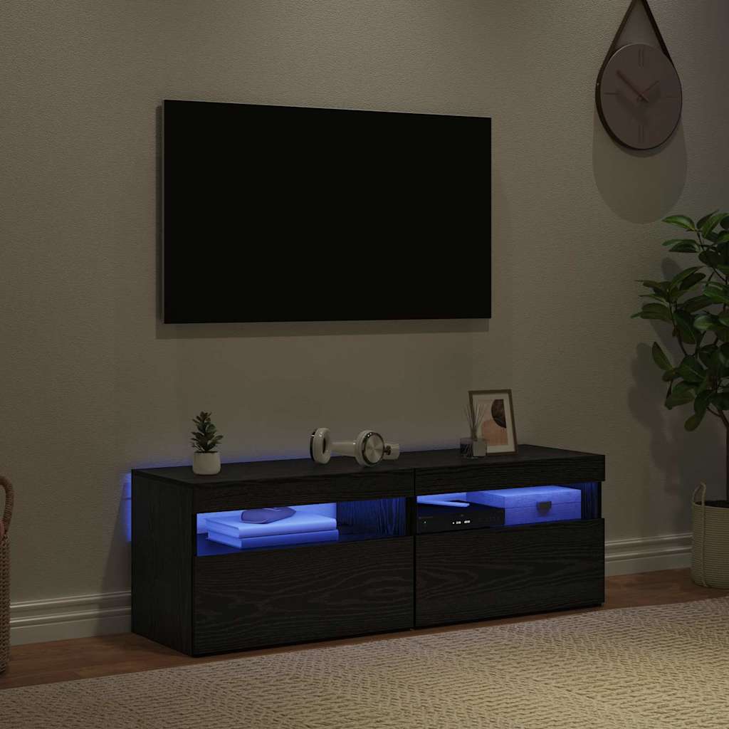 TV Cabinet 2 pcs Black Oak 60 x 35 x 40 cm Engineered Wood