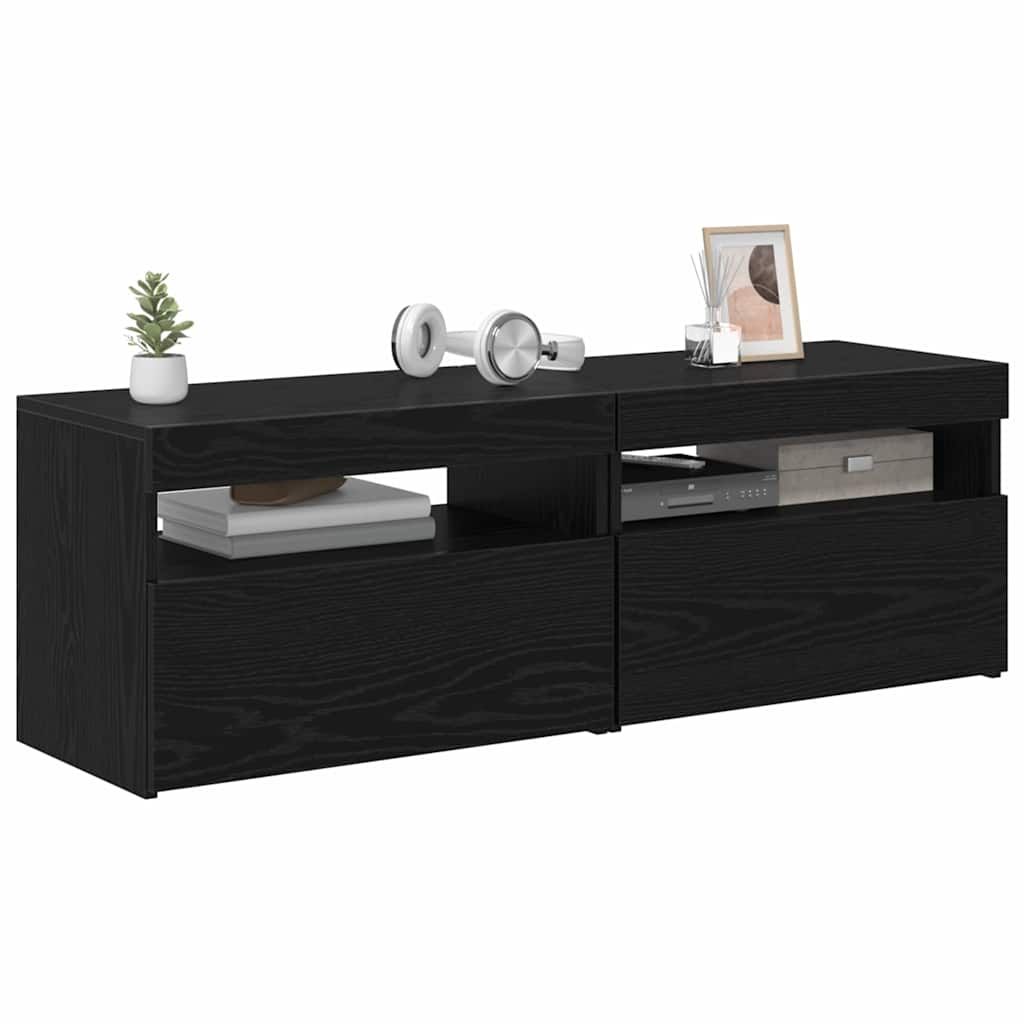 TV Cabinet 2 pcs Black Oak 60 x 35 x 40 cm Engineered Wood