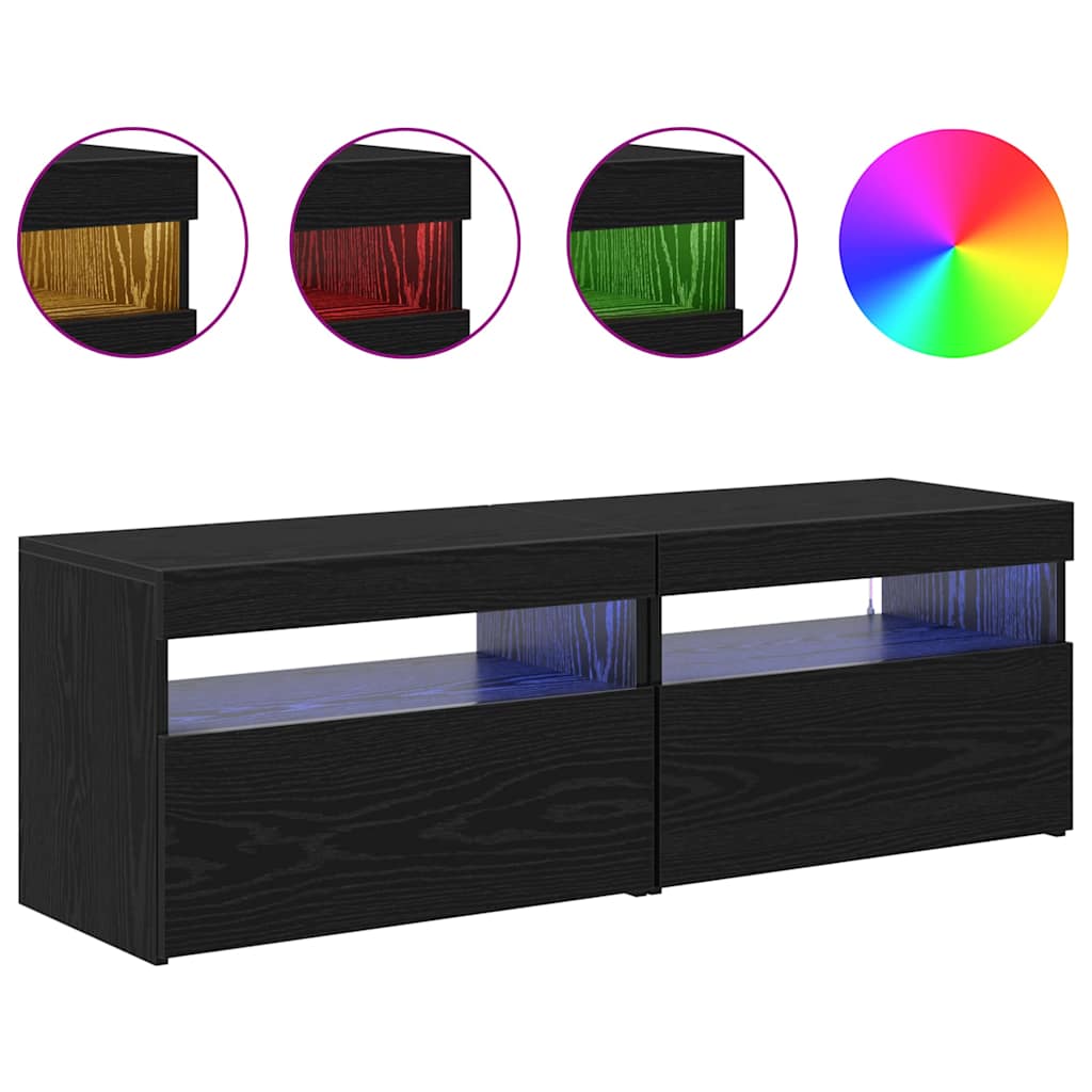 TV Cabinet 2 pcs Black Oak 60 x 35 x 40 cm Engineered Wood