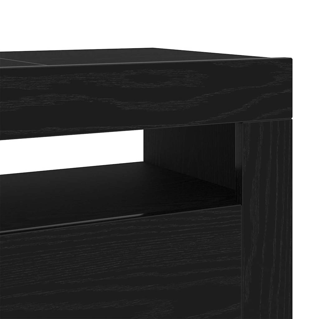 TV Cabinet with LED Black Oak 120 x 35 x 40 cm Engineered Wood
