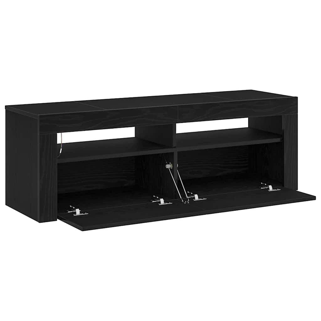 TV Cabinet with LED Black Oak 120 x 35 x 40 cm Engineered Wood