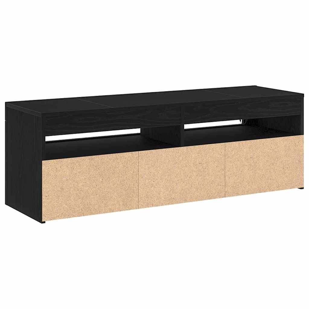TV Cabinet with LED Black Oak 120 x 35 x 40 cm Engineered Wood