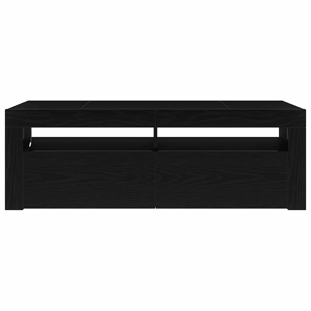 TV Cabinet with LED Black Oak 120 x 35 x 40 cm Engineered Wood