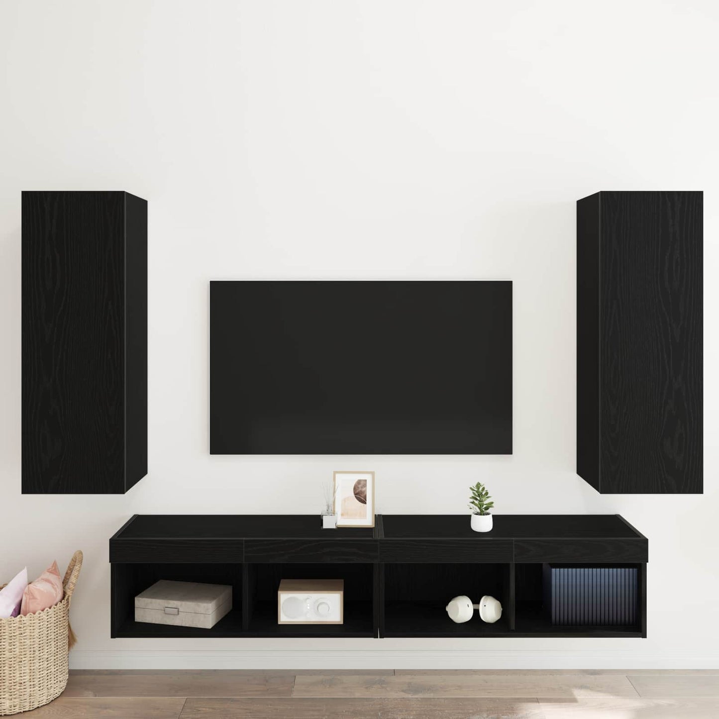 Wall TV Cabinet 2 pcs Black Oak 30.5 x 28.5 x 90 cm