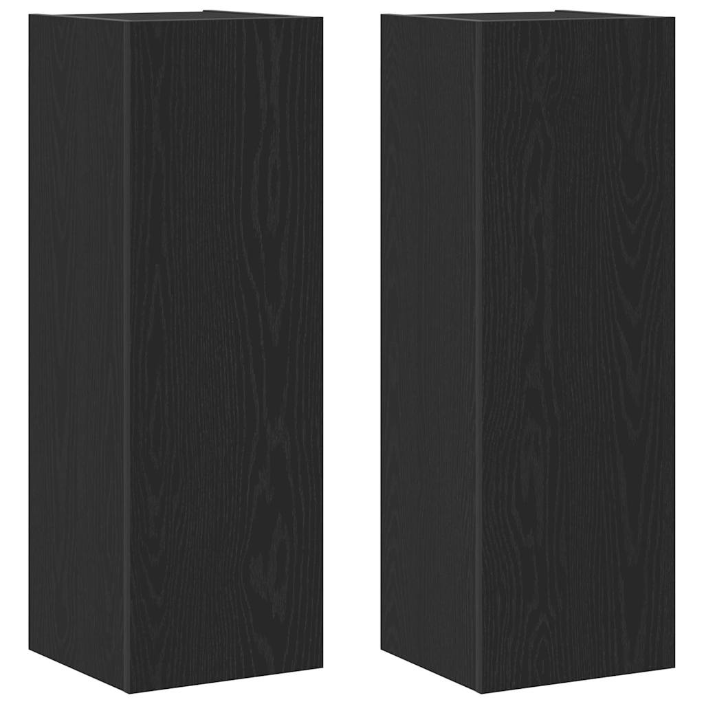 Wall TV Cabinet 2 pcs Black Oak 30.5 x 28.5 x 90 cm