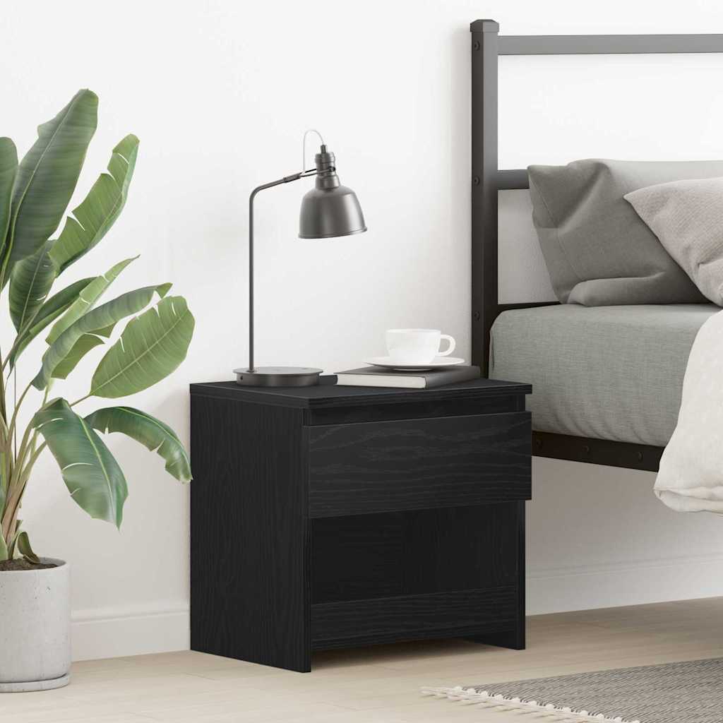 Bedside Cabinet Black Oak 40 x 30 x 39 cm Engineered Wood