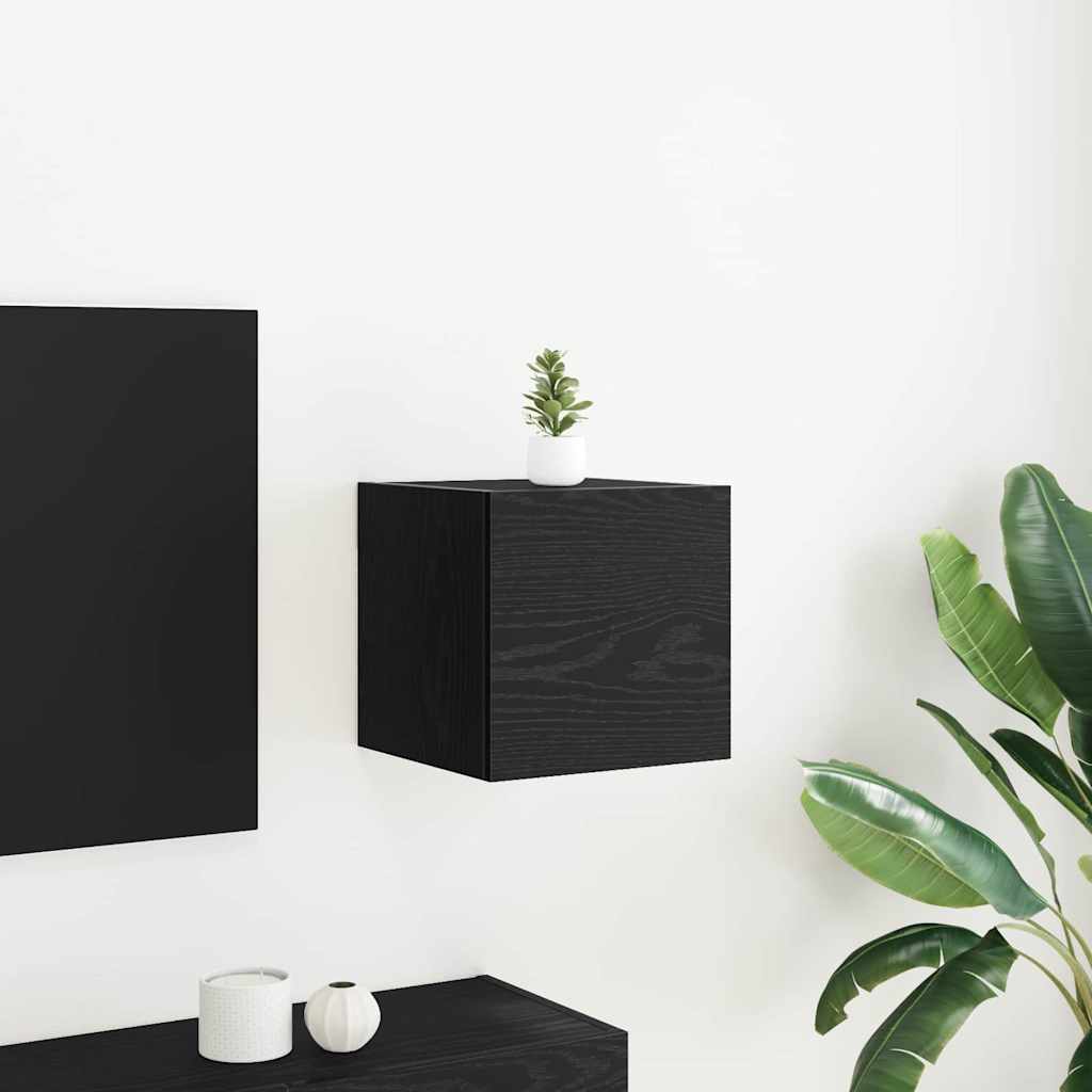 Wall Mounted TV Cabinet Black Oak 30.5 x 30 x 30 cm