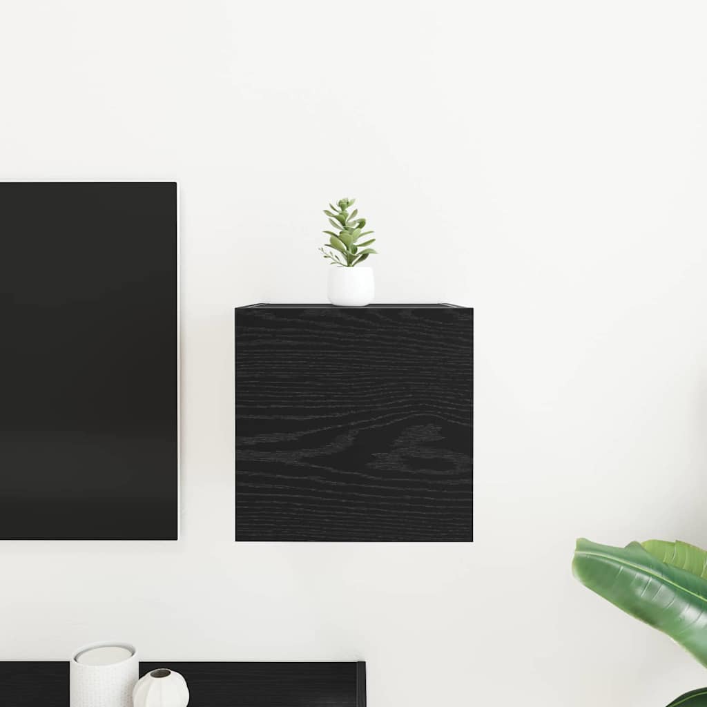 Wall Mounted TV Cabinet Black Oak 30.5 x 30 x 30 cm