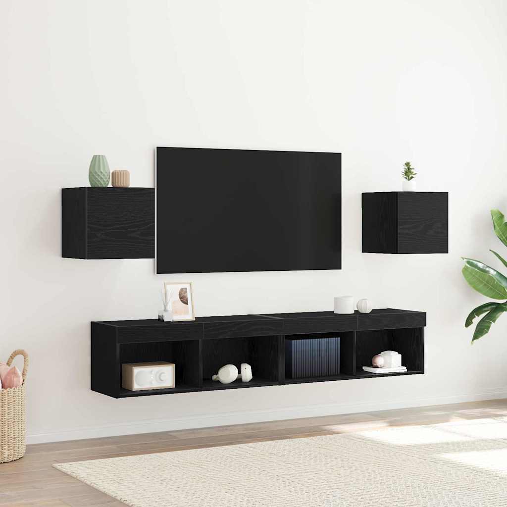 Wall Mounted TV Cabinet 2 pcs Black Oak 30.5 x 30 x 30 cm