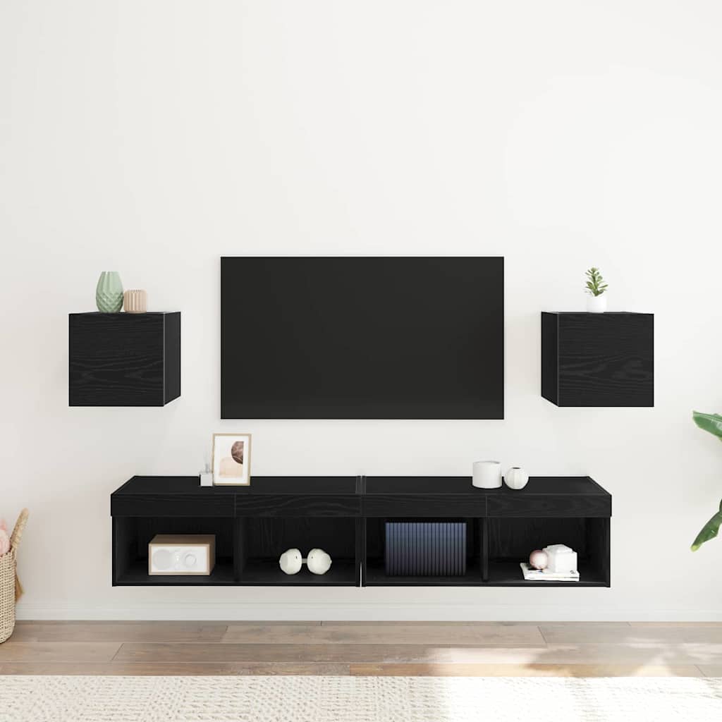 Wall Mounted TV Cabinet 2 pcs Black Oak 30.5 x 30 x 30 cm